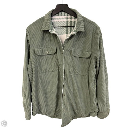 Jacket Shirt By Clothes Mentor In Green, Size: L