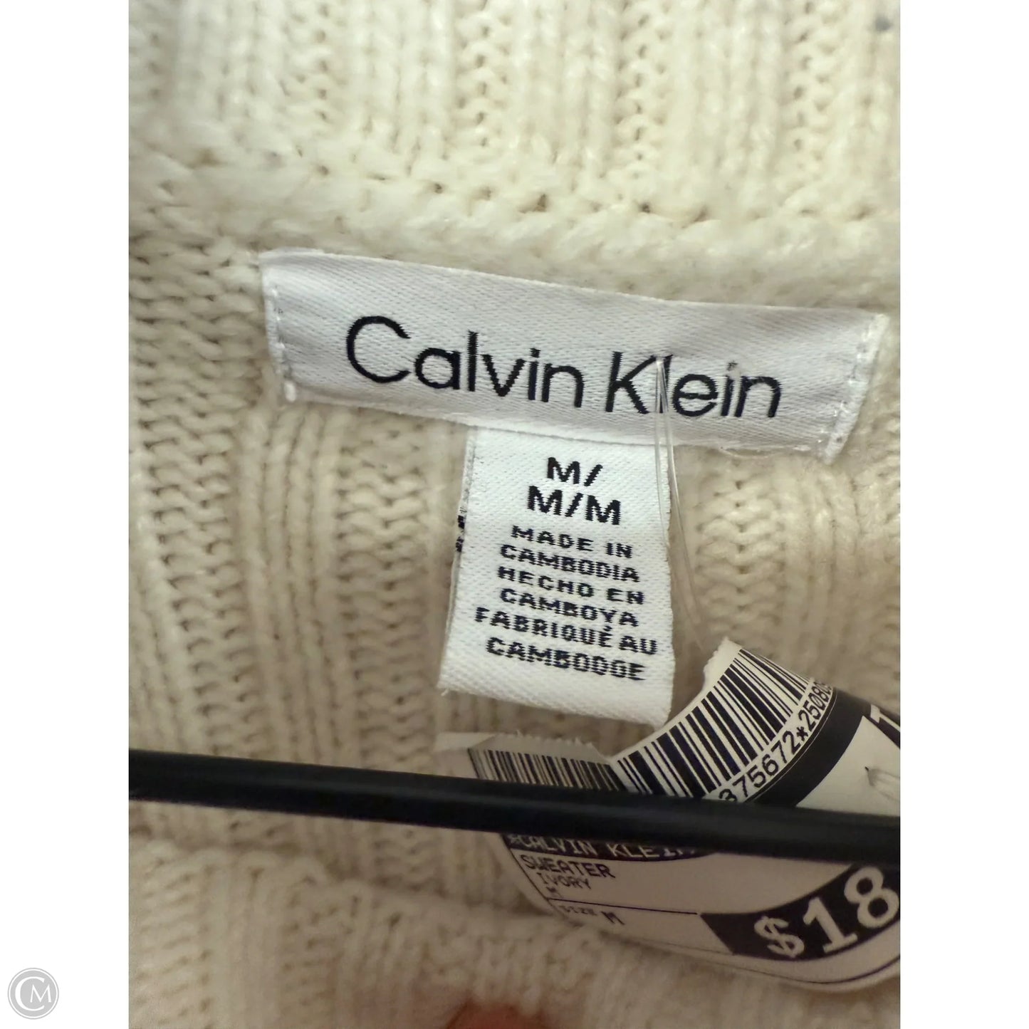 Sweater By Calvin Klein In Ivory, Size: M