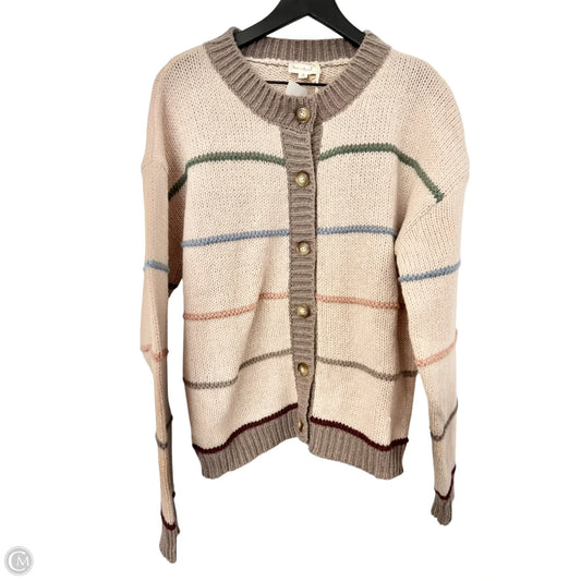 Sweater Cardigan By Hem & Thread In Brown & Tan, Size: M