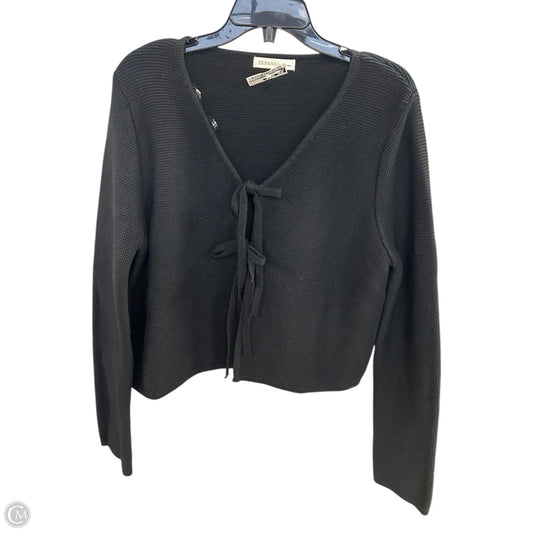 Sweater Cardigan By Zenana In Black, Size: L