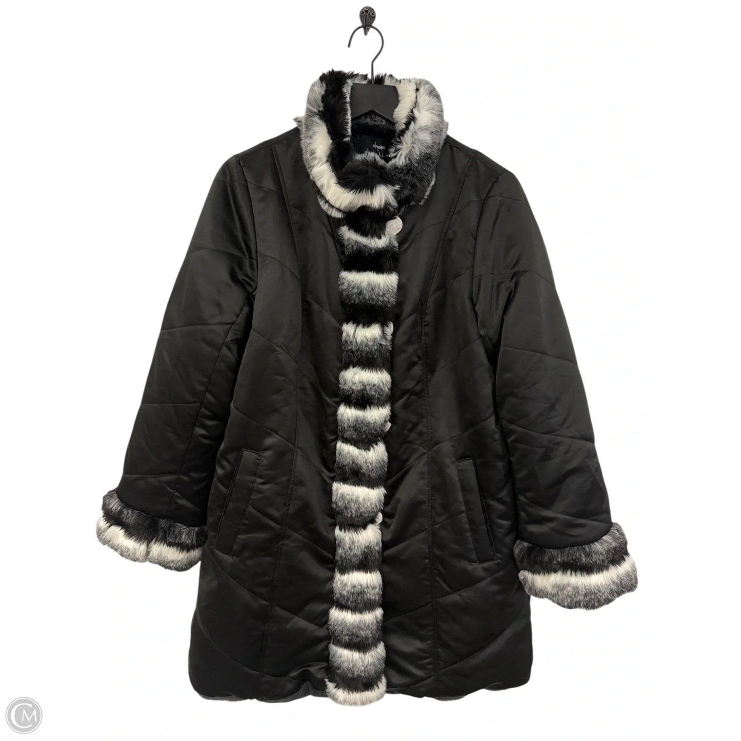 Coat Faux Fur & Sherpa By Dennis Basso Qvc In Black, Size: Xs