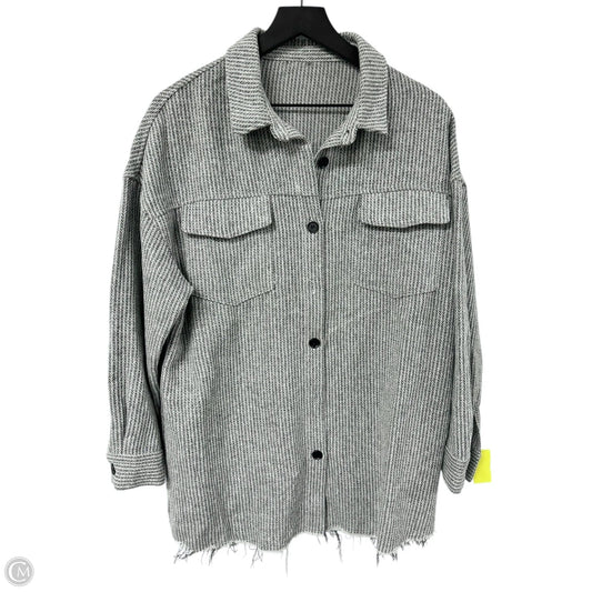 Jacket Shirt By Clothes Mentor In Grey, Size: L