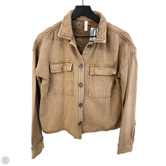 Jacket Shirt By Pilcro In Tan, Size: M