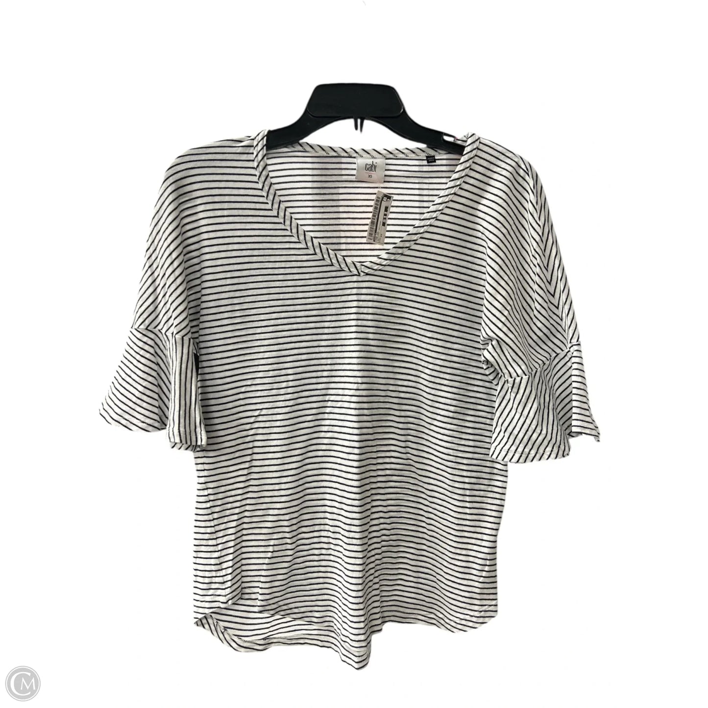 Top Short Sleeve By Cabi In Striped Pattern, Size: Xs