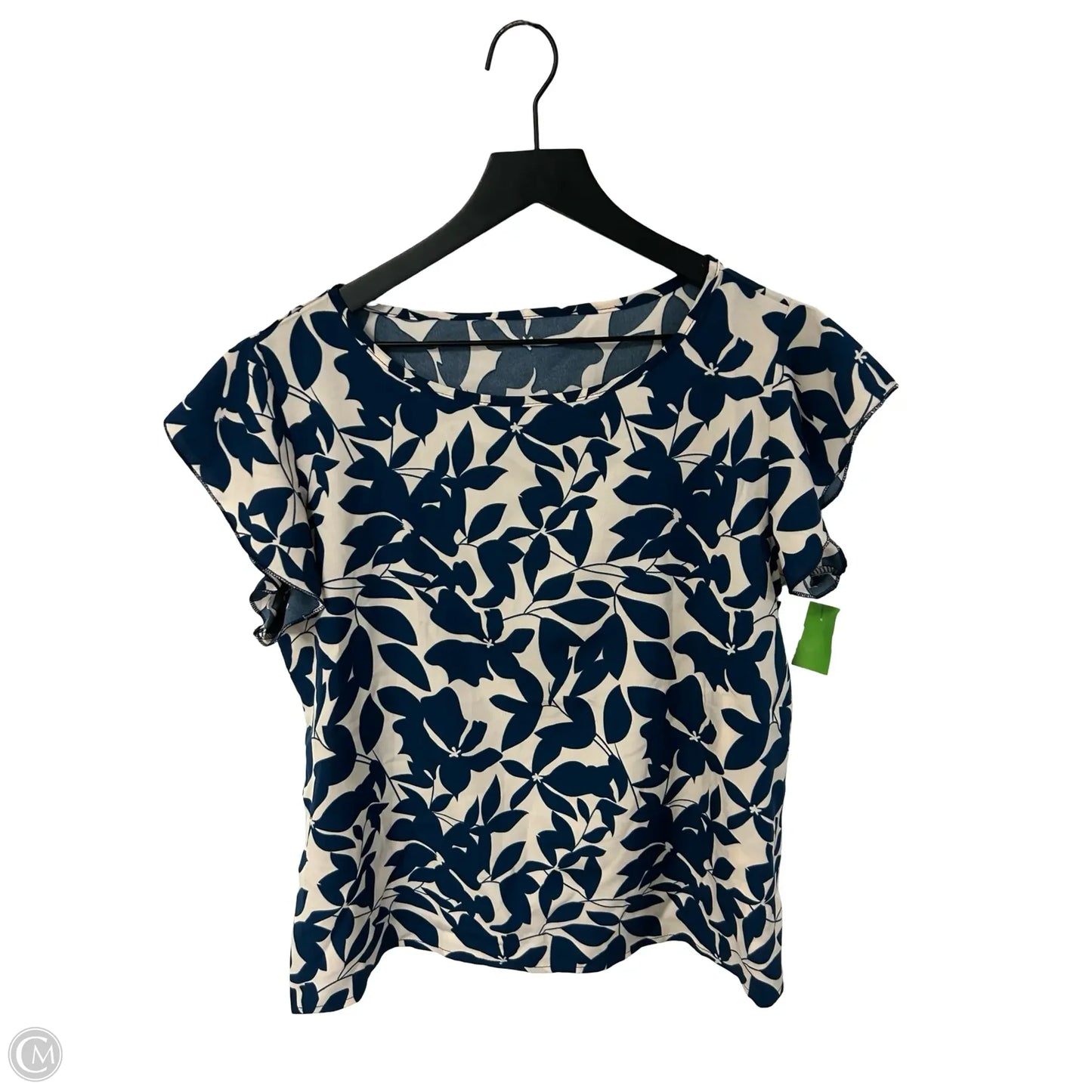 Top Short Sleeve By Clothes Mentor In Blue & Cream, Size: L