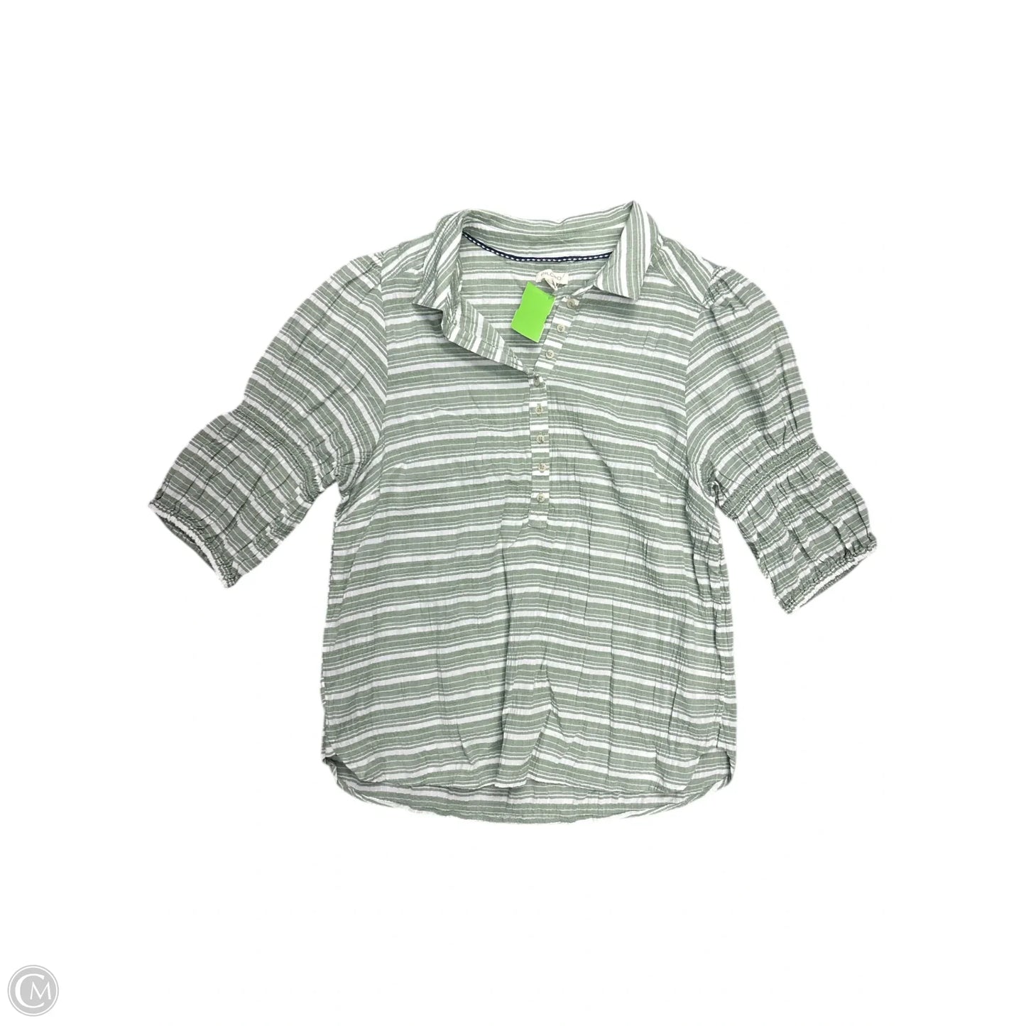 Top 3/4 Sleeve By Pilcro In Green & White, Size: M