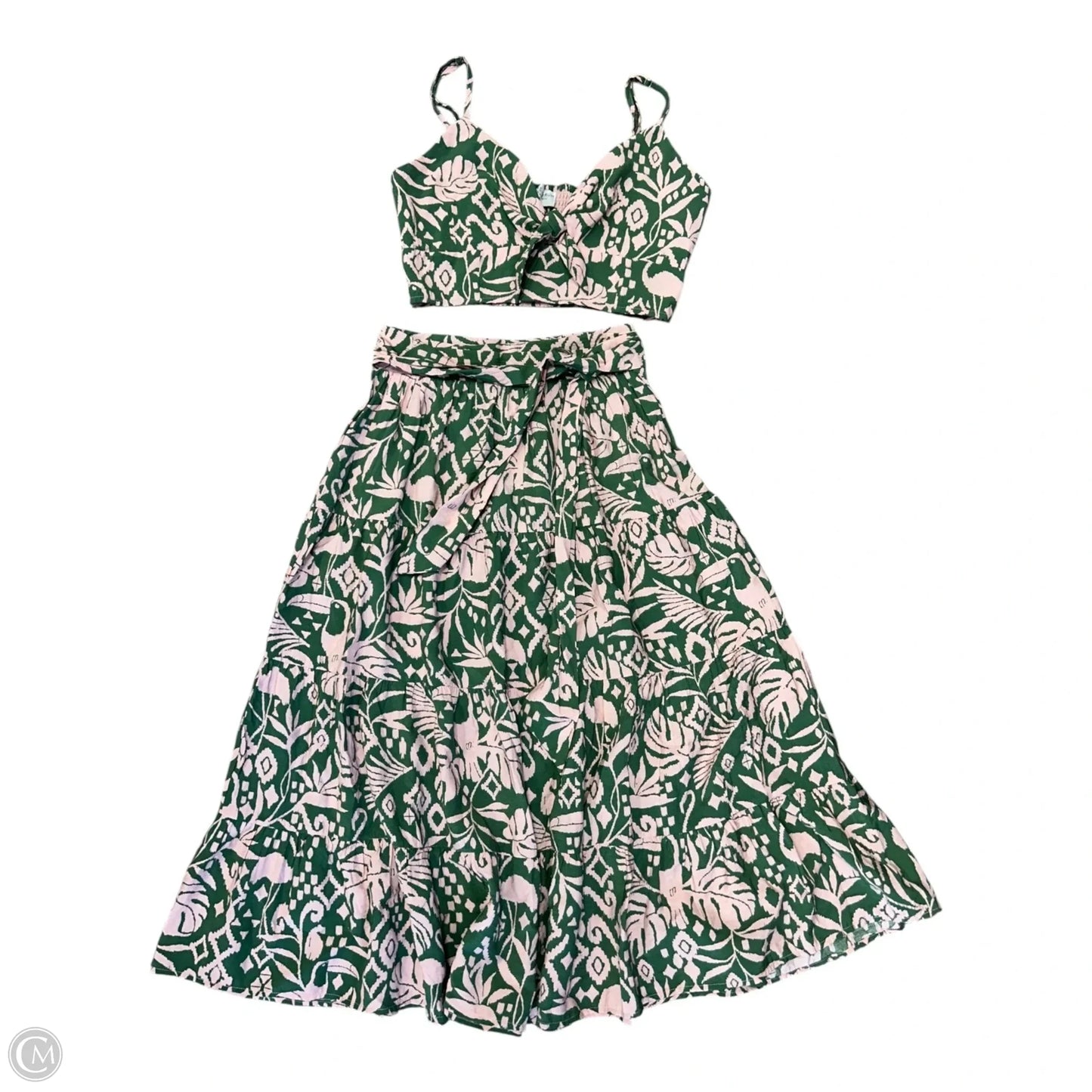 Skirt Set 2pc By Dress Forum In Green & Pink, Size: S