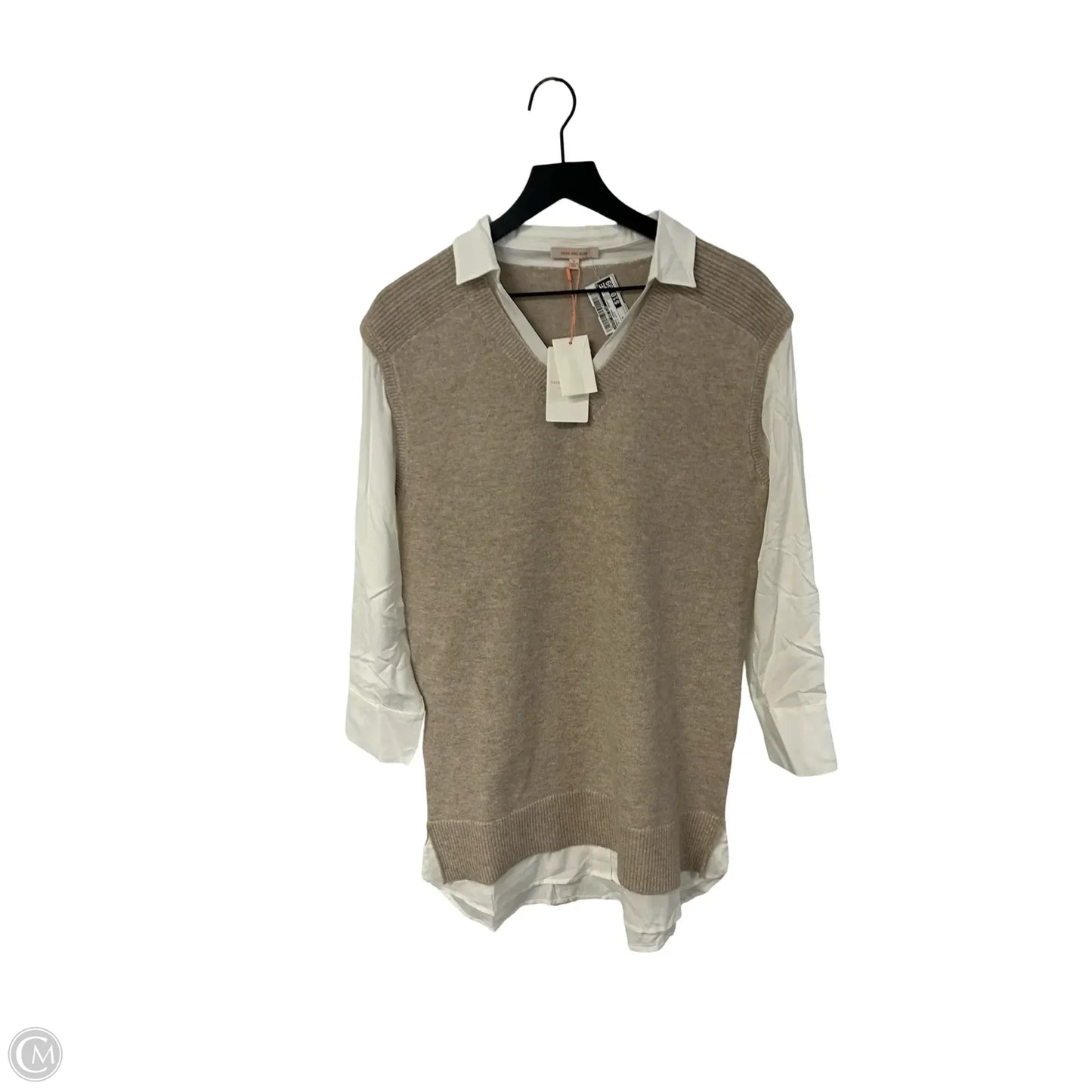 Dress Casual Short By Skies Are Blue In Tan & White, Size: S