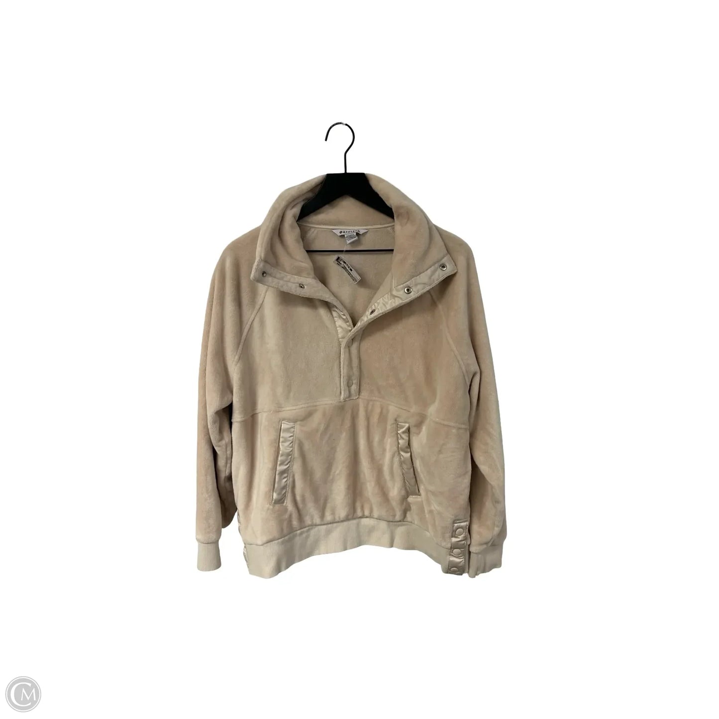 Athletic Top Long Sleeve Collar By Athleta In Cream, Size: L