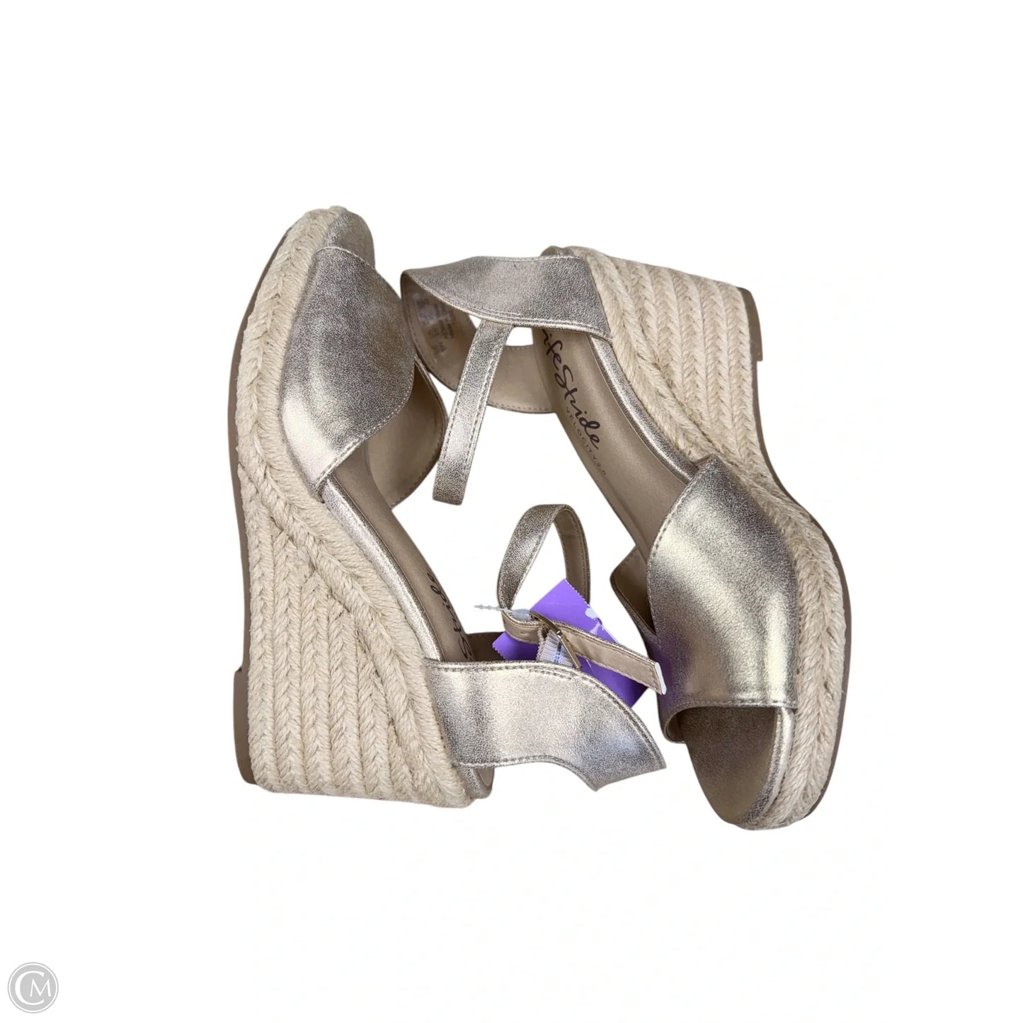 Sandals Heels Wedge By Life Stride In Gold, Size: 6