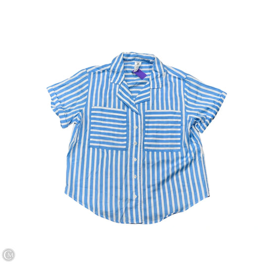 Blouse Short Sleeve By Members Mark In Blue & White, Size: S