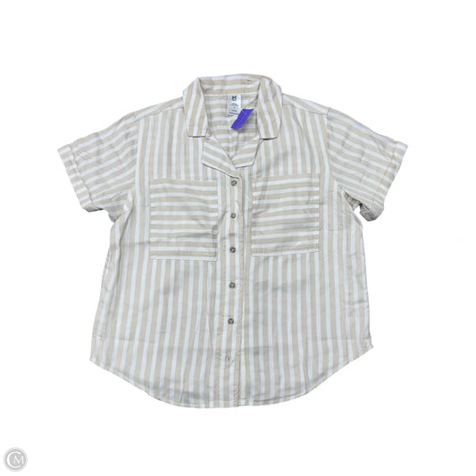 Blouse Short Sleeve By Members Mark In Tan & White, Size: S