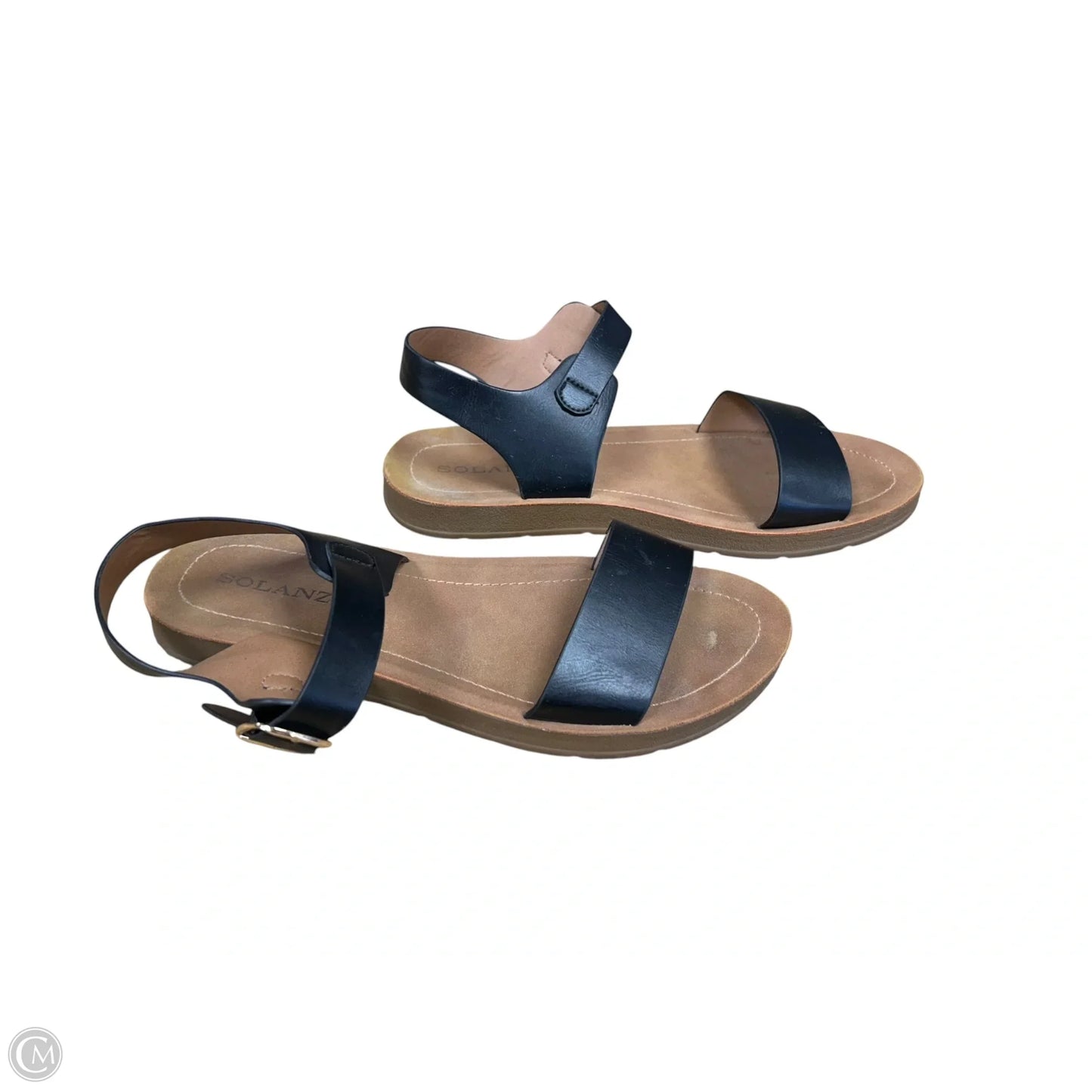 Sandals Flats By Solanz In Black, Size: 8.5