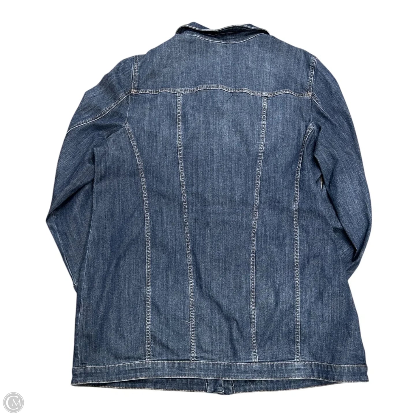 Jacket Denim By Chicos In Blue Denim, Size: Xl