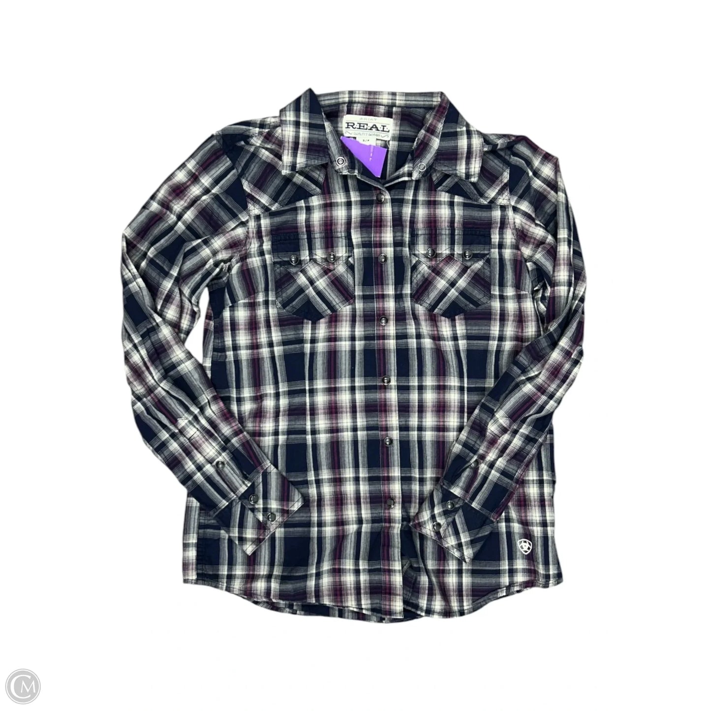 Blouse Long Sleeve By Ariat In Blue, Size: S