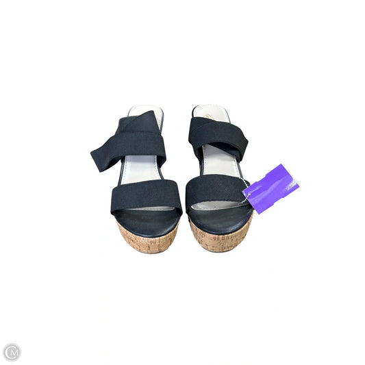 Sandals Heels Wedge By Clothes Mentor In Black, Size: 7.5