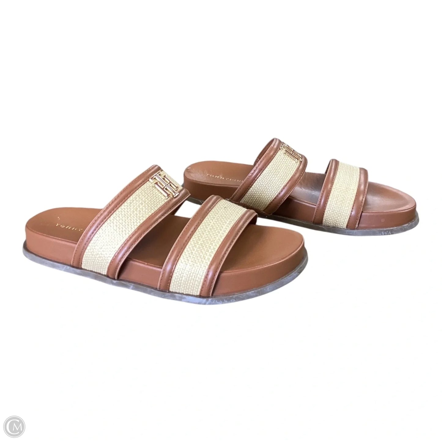 Sandals Flats By Tommy Hilfiger In Brown & Cream, Size: 9