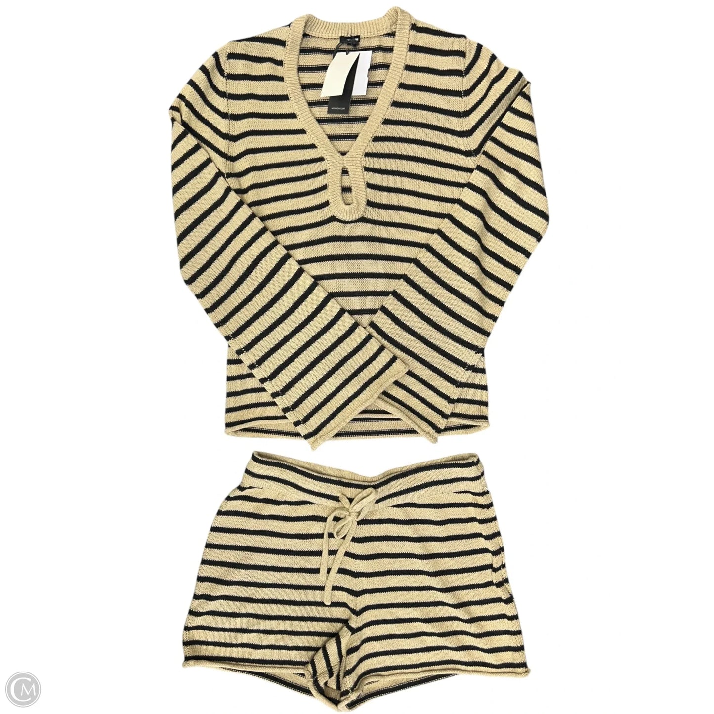 Shorts Set By Monrow In Black & Tan, Size: Xs