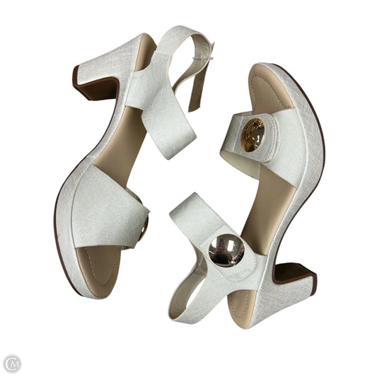 Sandals Heels Block By Spring Step In Grey & Tan, Size: 7.5