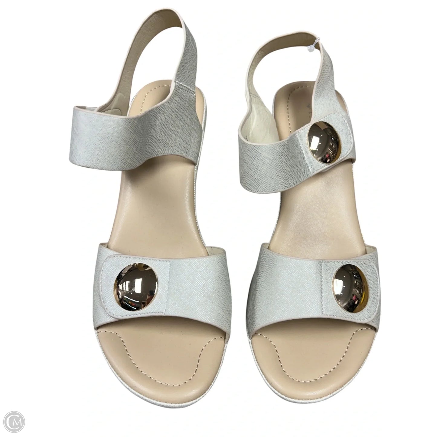 Sandals Heels Block By Spring Step In Grey & Tan, Size: 7.5