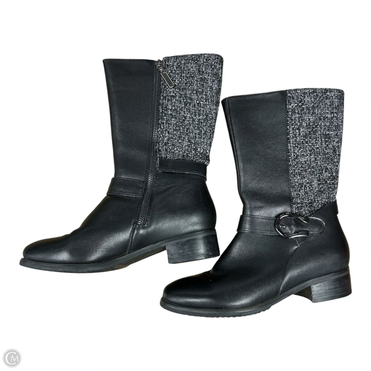 Boots Mid-calf Flats By Clothes Mentor In Black, Size: 7