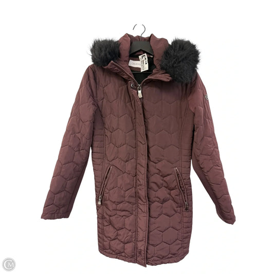 Coat Puffer & Quilted By Calvin Klein In Maroon, Size: M