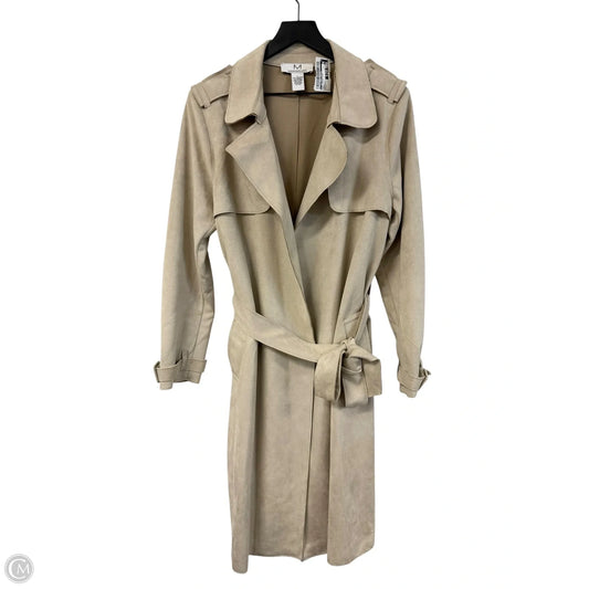 Coat Trench Coat By Clothes Mentor In Cream, Size: L