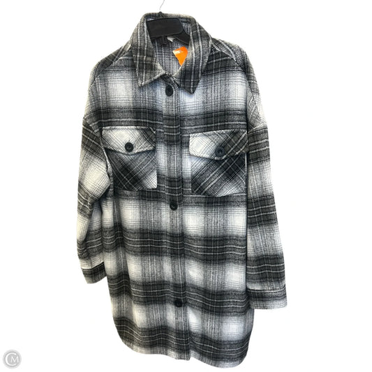 Jacket Shirt By Ee Some In Black & Grey, Size: L