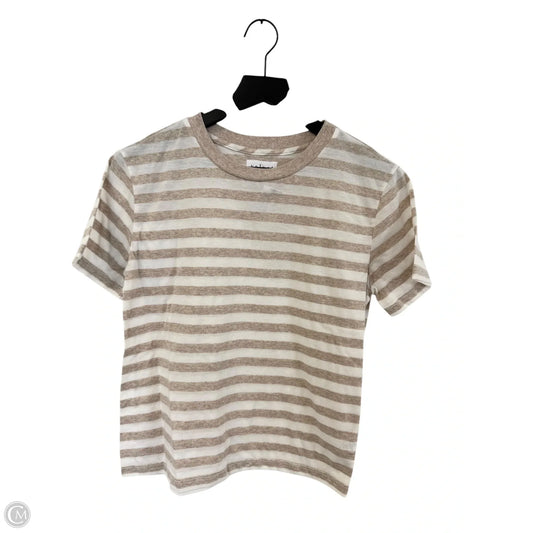 Top Short Sleeve Basic By Velvet In Tan & White, Size: M