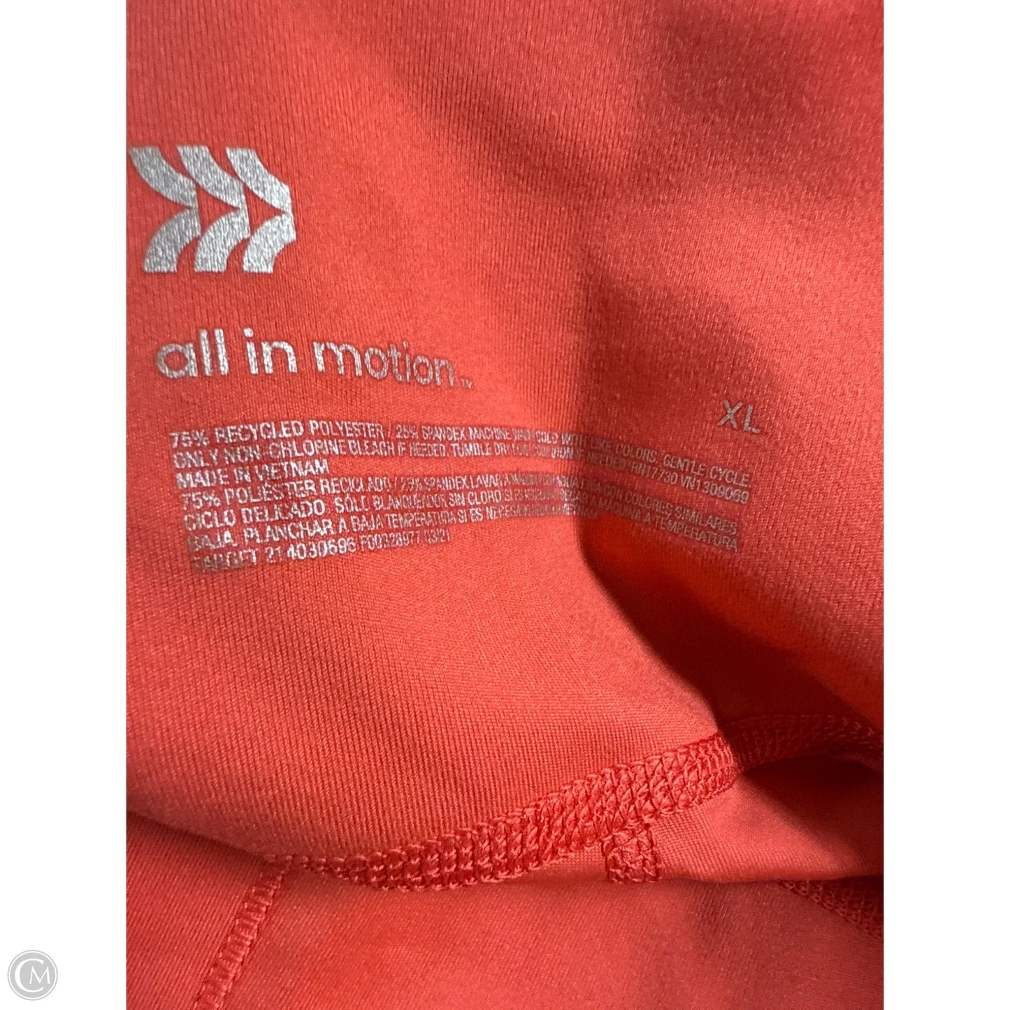 Athletic Leggings By All In Motion In Coral, Size: Xl