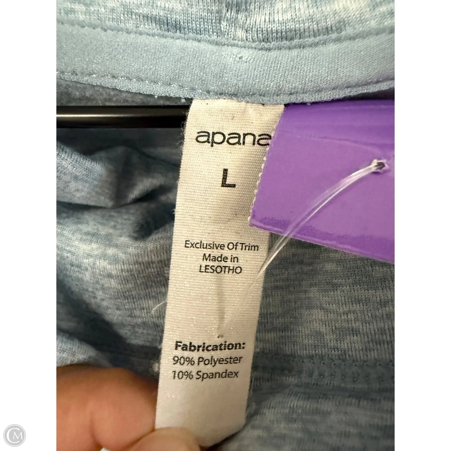 Athletic Top Long Sleeve Collar By Apana In Blue, Size: L