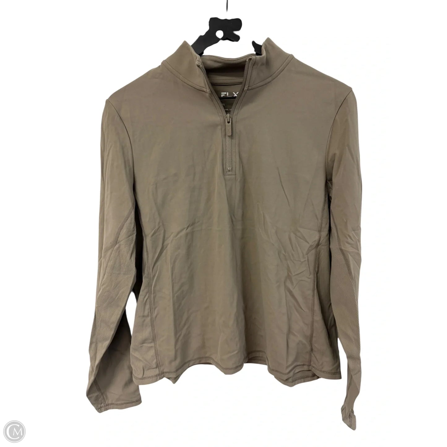 Athletic Top Long Sleeve Collar By Flx In Tan, Size: Xl