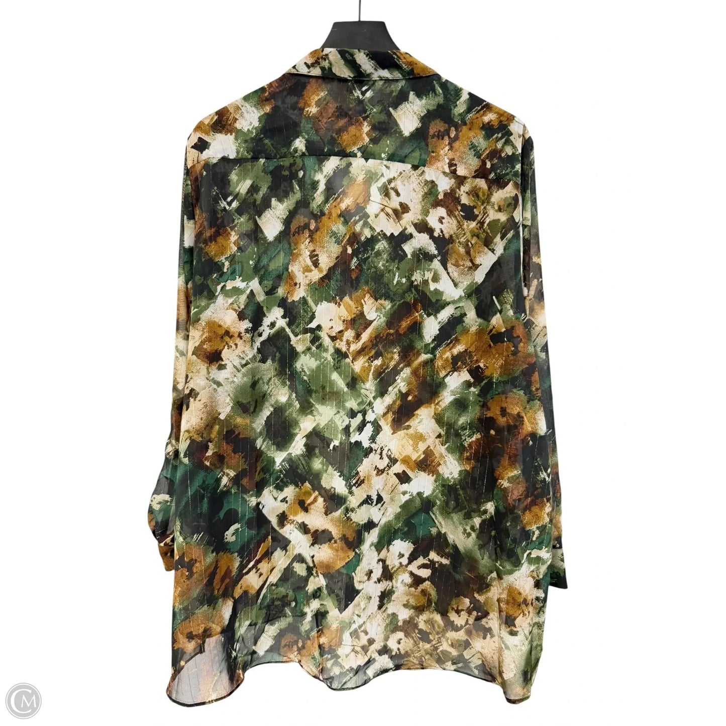 Blouse 3/4 Sleeve By Cato In Brown & Green, Size: 3x