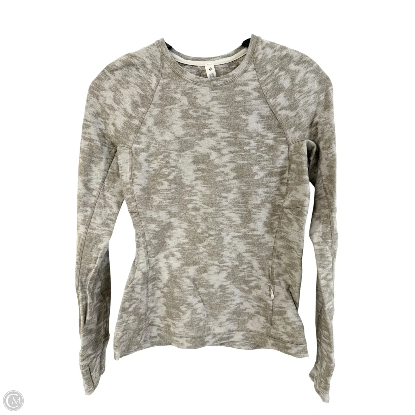 Athletic Top Long Sleeve Crewneck By Lululemon In Green & Grey, Size: 8