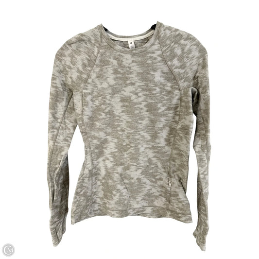 Athletic Top Long Sleeve Crewneck By Lululemon In Green & Grey, Size: 8
