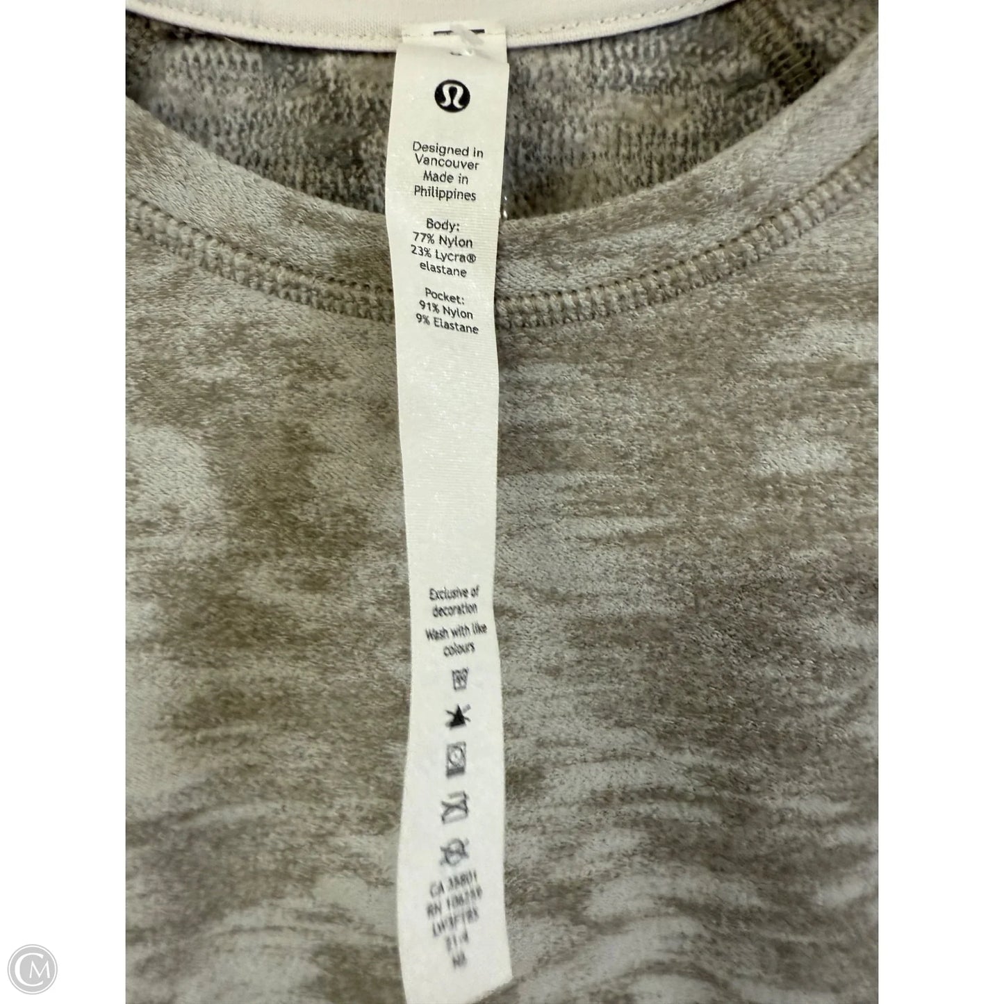 Athletic Top Long Sleeve Crewneck By Lululemon In Green & Grey, Size: 8