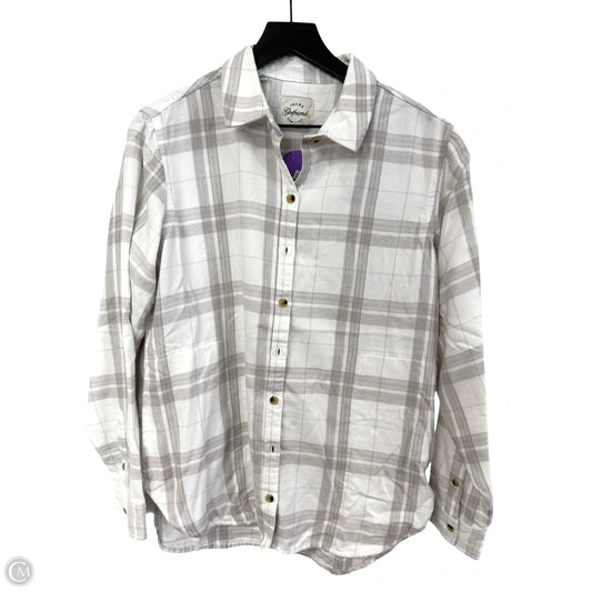 Blouse Long Sleeve By Jachs Girlfirend In Grey & White, Size: M