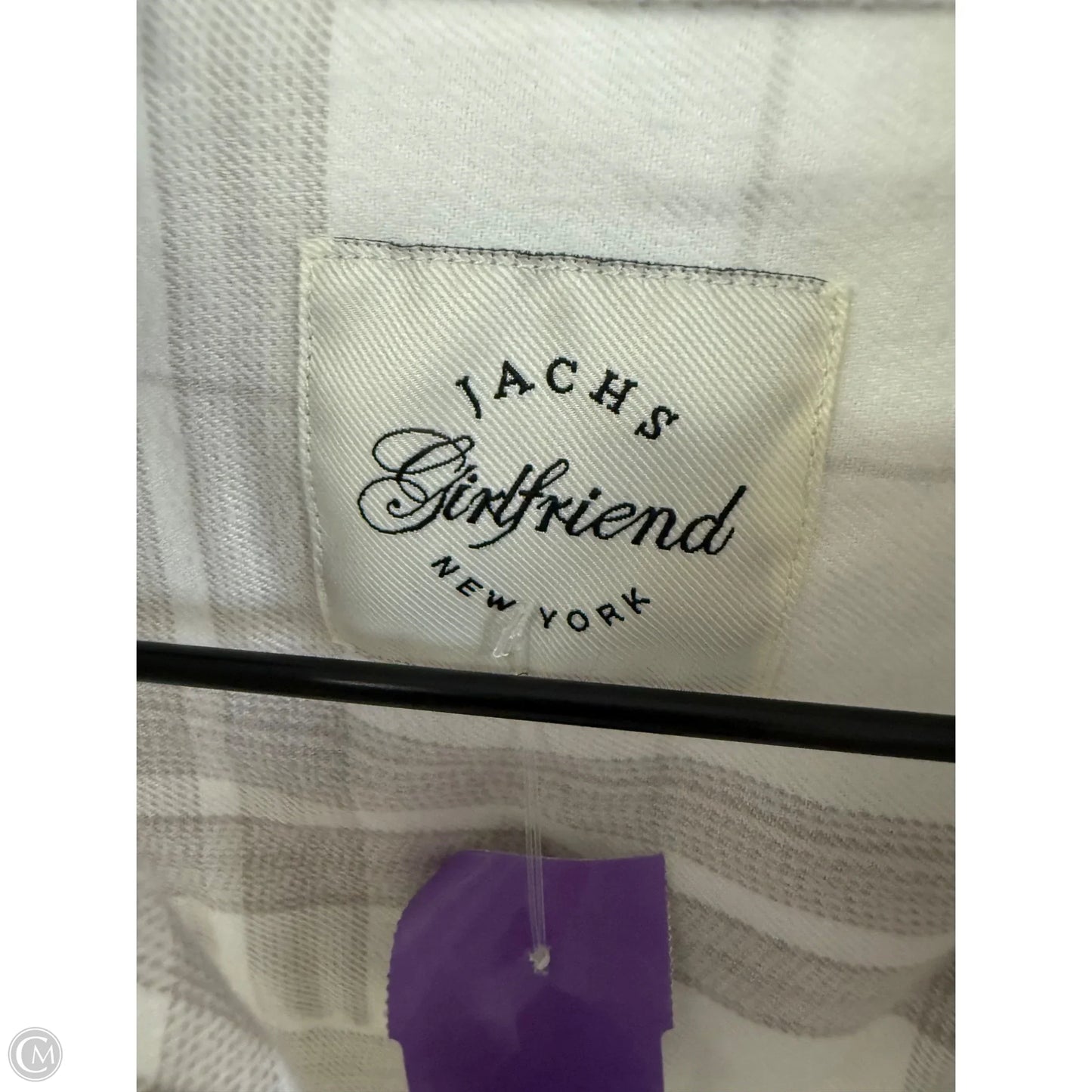 Blouse Long Sleeve By Jachs Girlfirend In Grey & White, Size: M