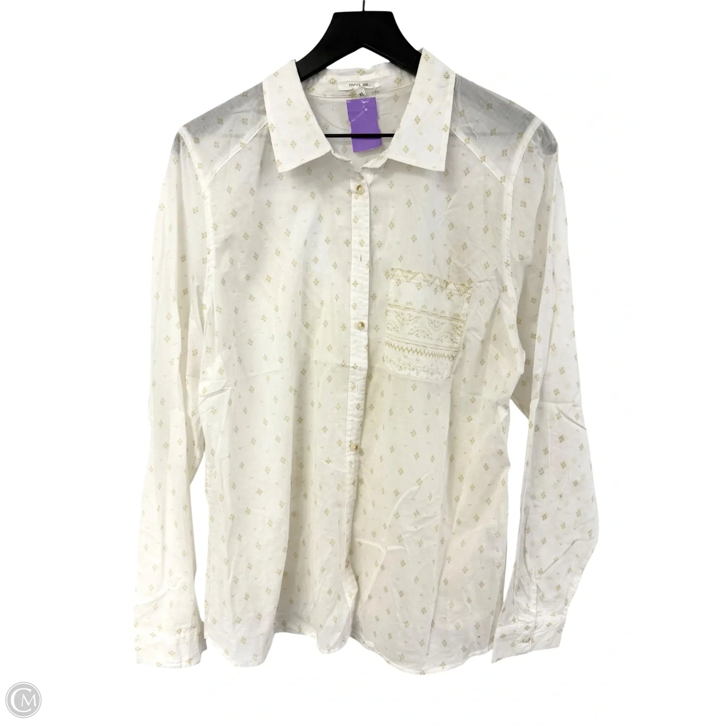 Blouse Long Sleeve By Maurices In Cream & White, Size: Xl