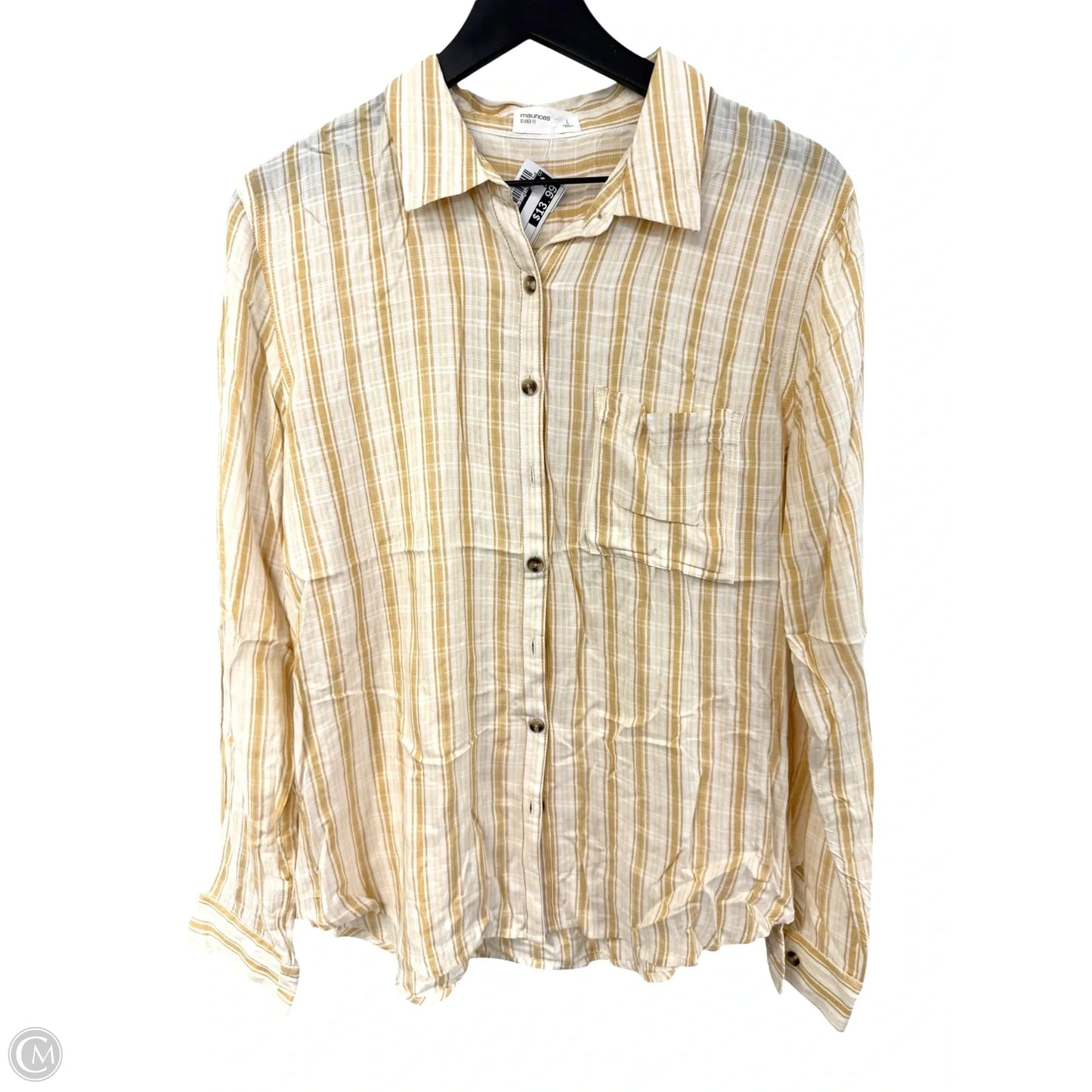 Blouse Long Sleeve By Maurices In Yellow, Size: L