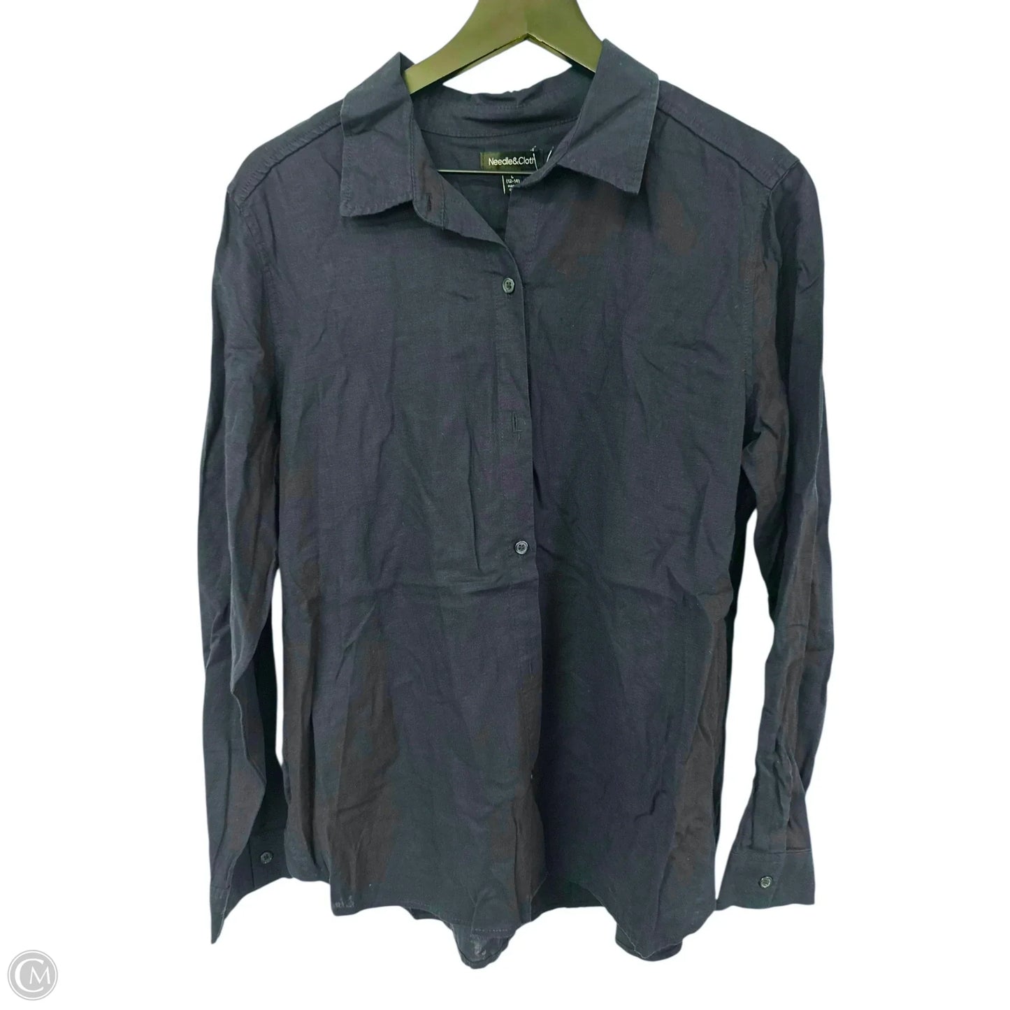 Blouse Long Sleeve By Clothes Mentor In Navy, Size: L