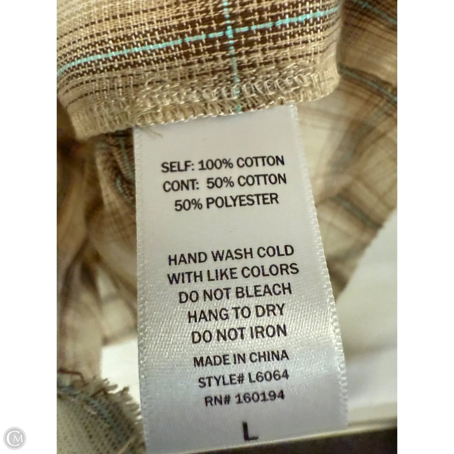 Blouse Long Sleeve By By Together In Tan, Size: L