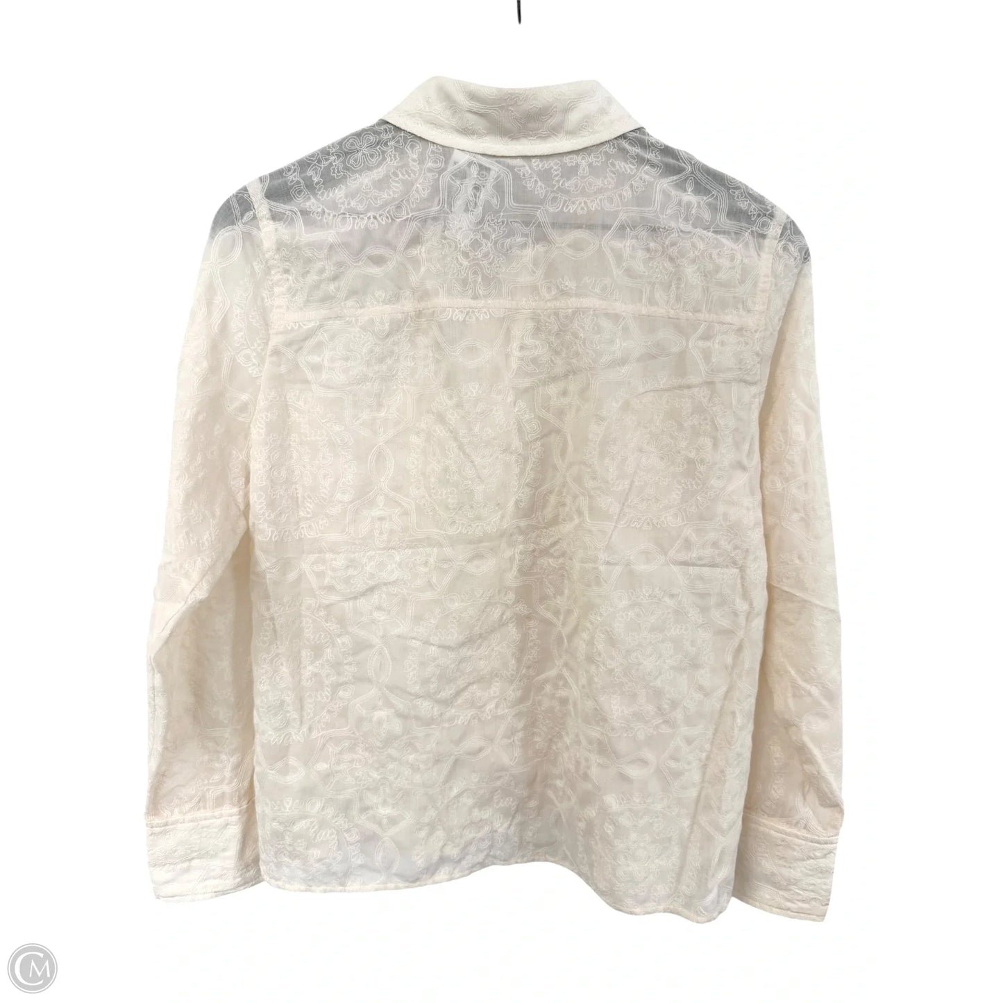 Blouse Long Sleeve By Chicos In Cream, Size: S