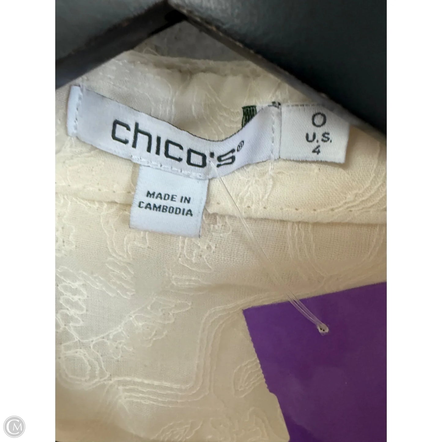 Blouse Long Sleeve By Chicos In Cream, Size: S