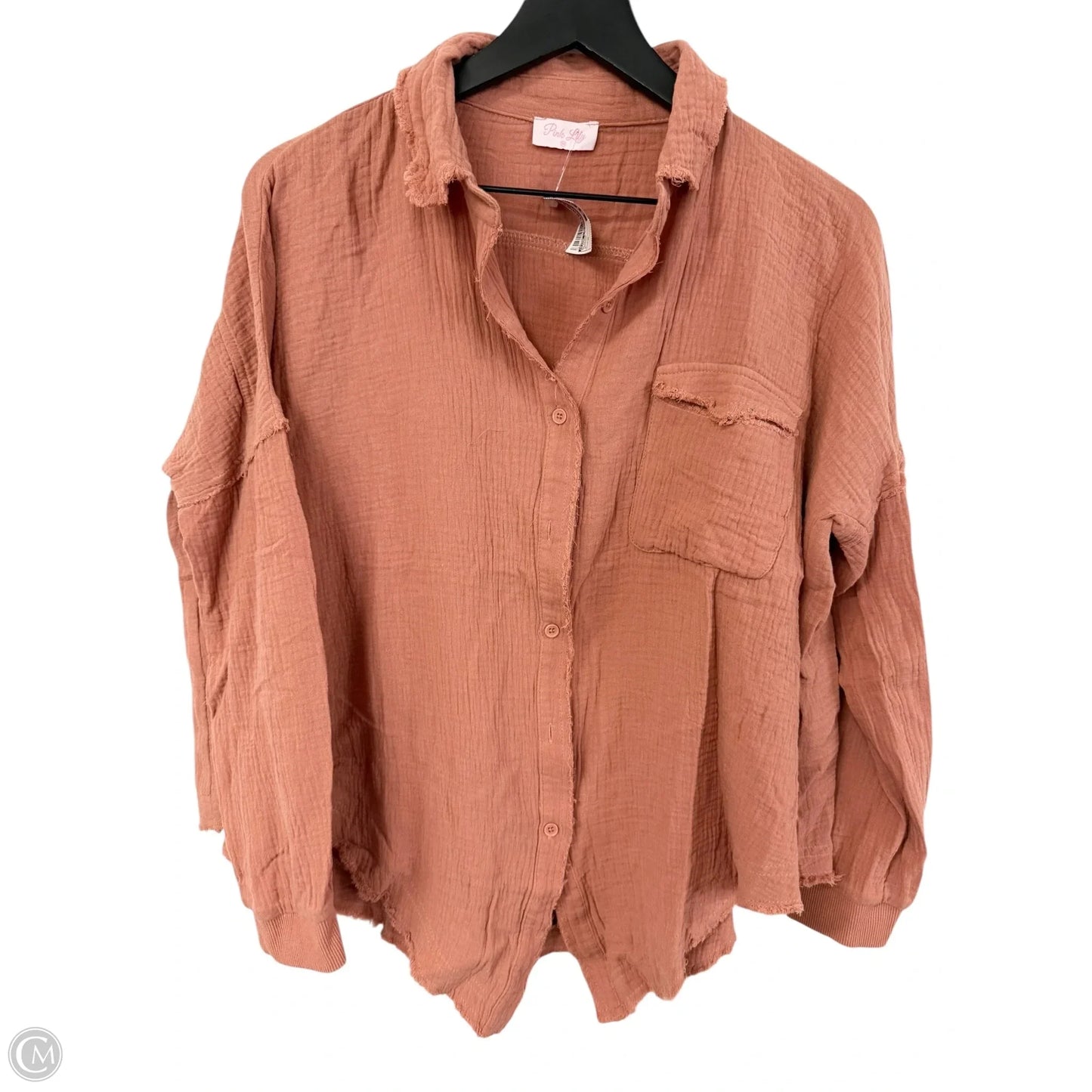 Blouse Long Sleeve By Pink Lily In Orange, Size: M