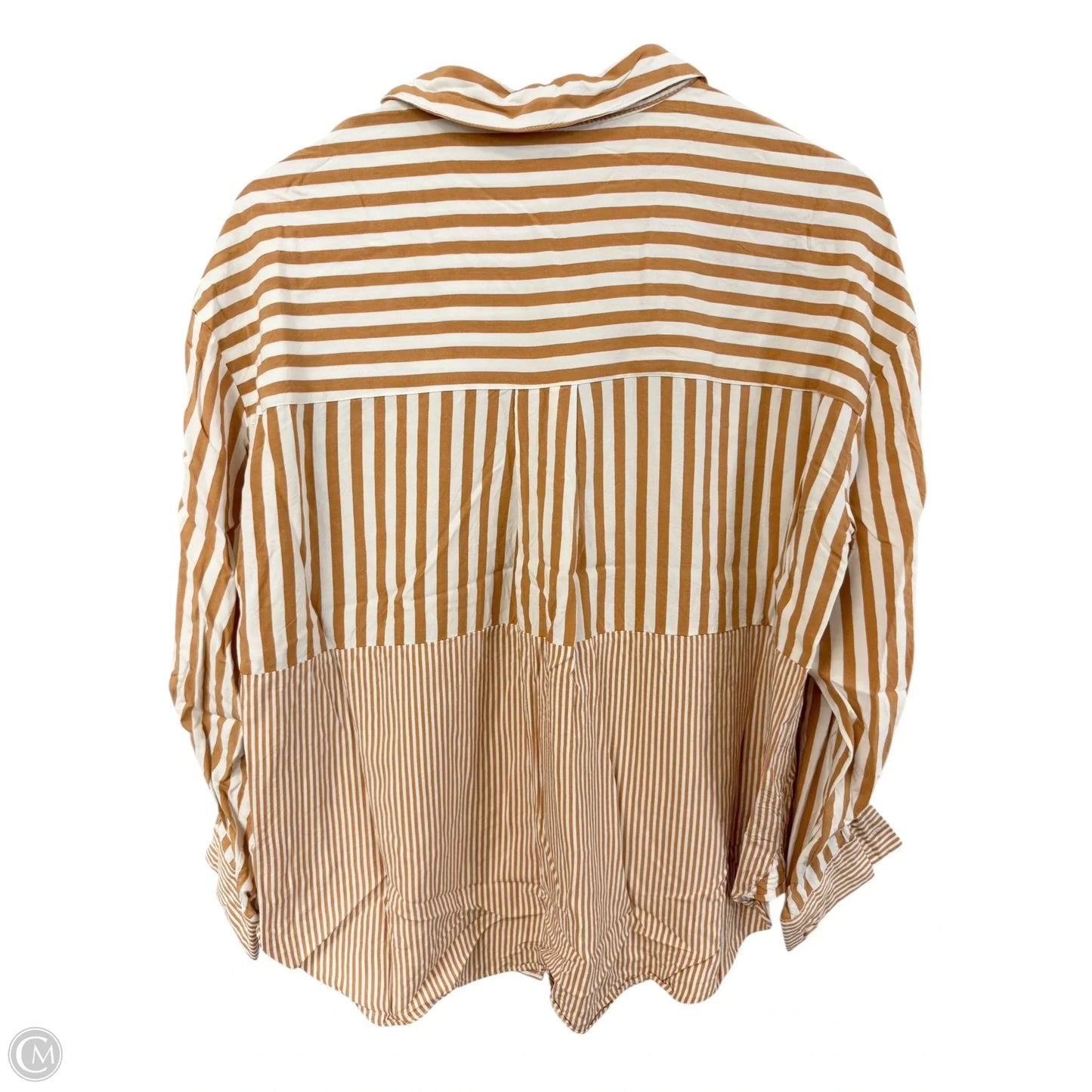 Blouse Long Sleeve By Jane And Delancey In Orange & White, Size: Xl