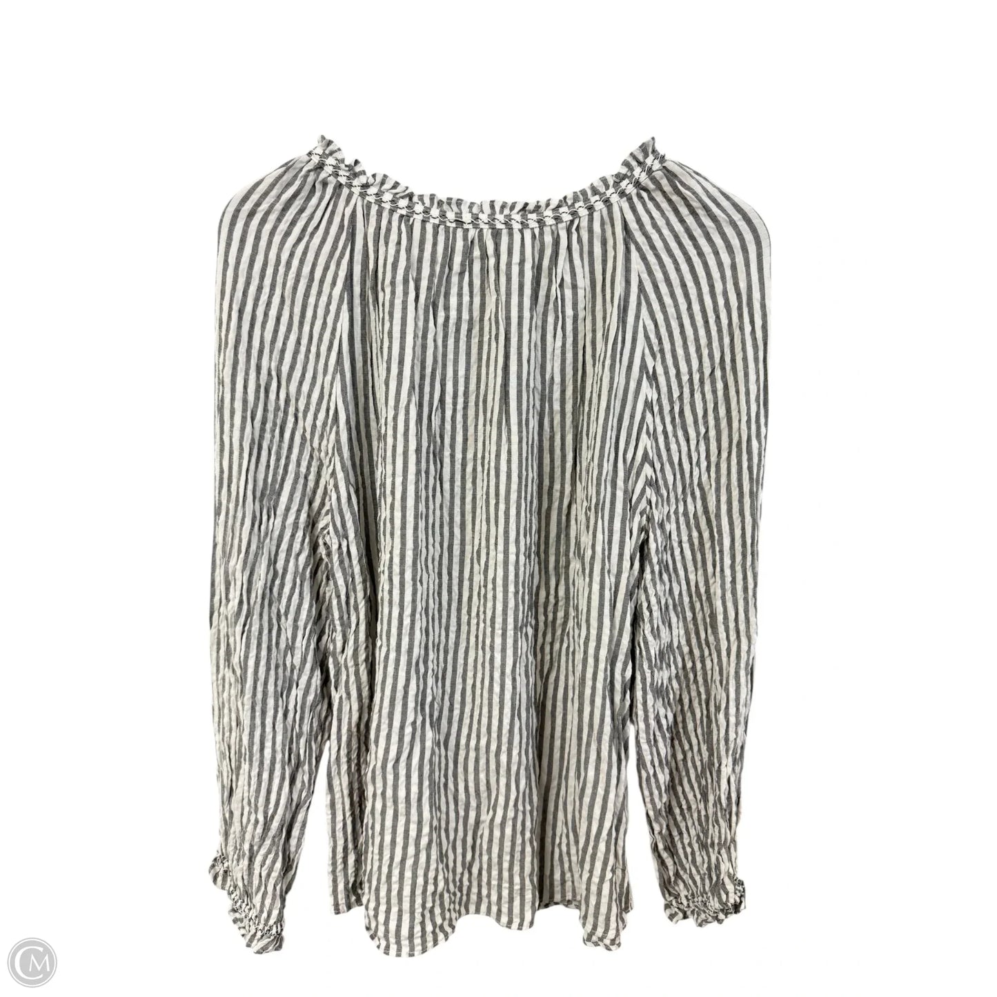 Top Long Sleeve By Max Studio In Grey & White, Size: L