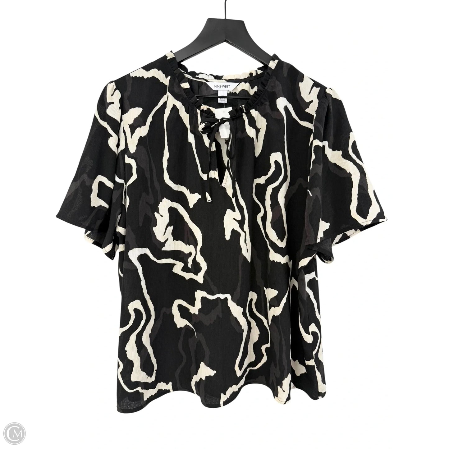 Top Short Sleeve By Nine West In Black & White, Size: Xl