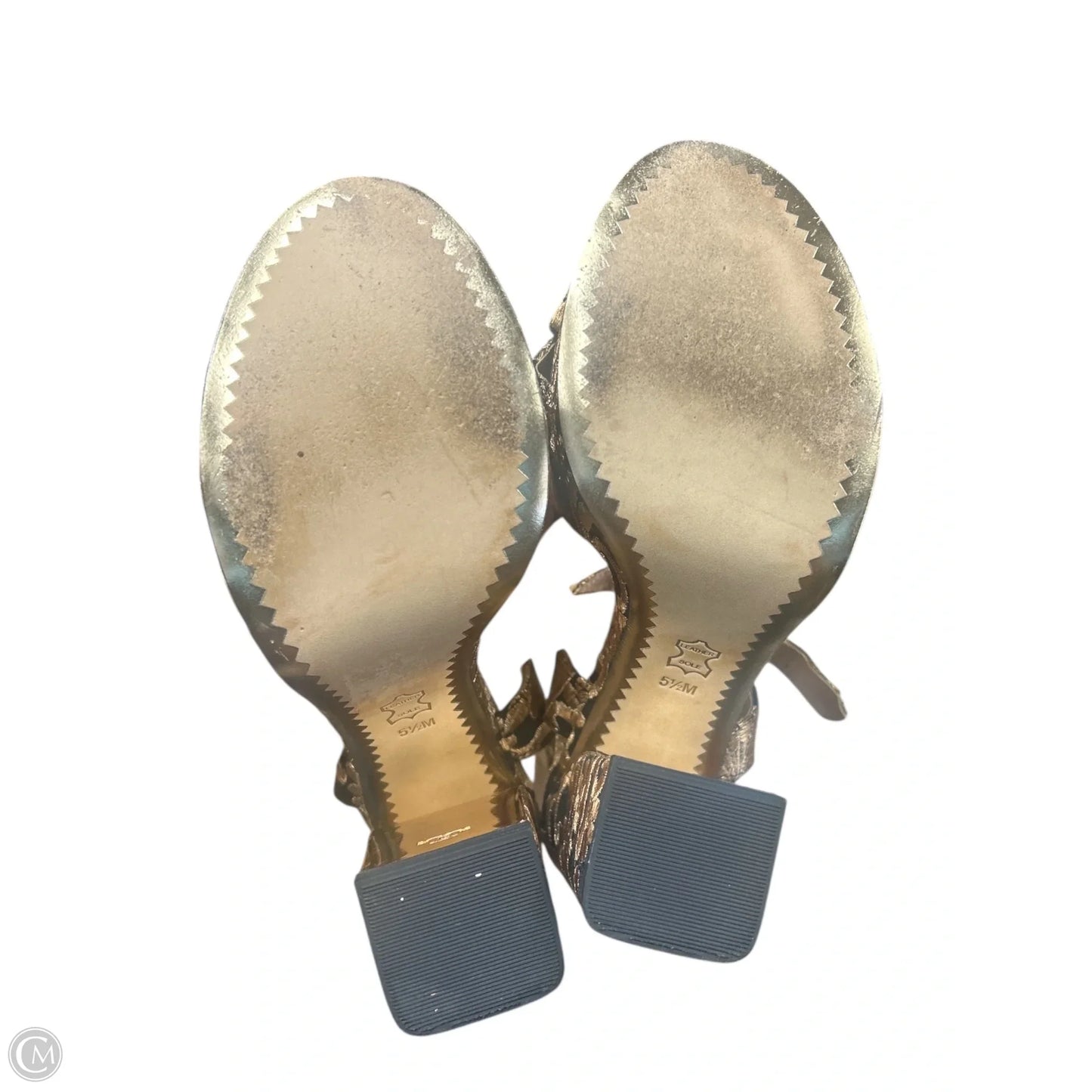 Sandals Designer By Tory Burch In Black & Gold, Size: 5.5