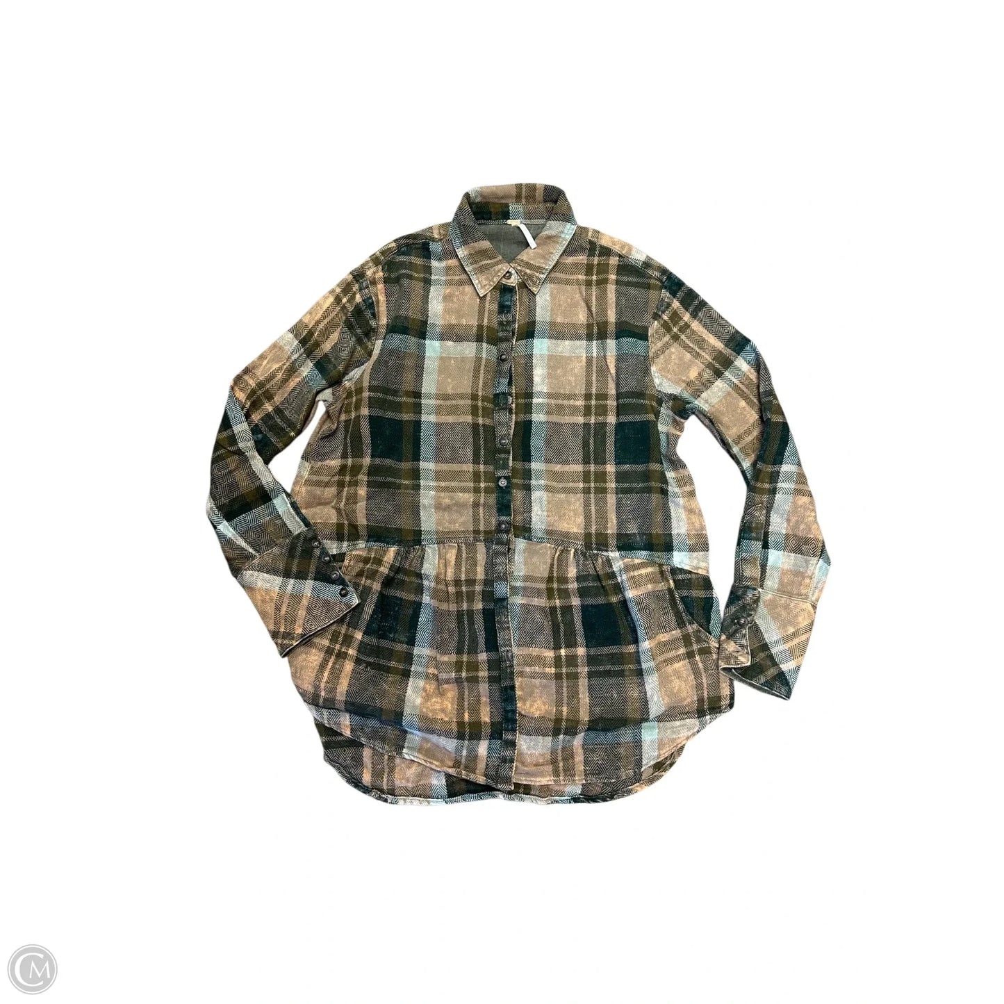 Blouse Long Sleeve By Free People In Plaid Pattern, Size: Xs